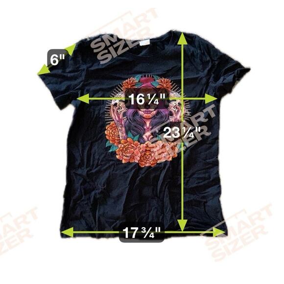 Day of the Dead Sugar Skull Girl Santa Muerte Womens Med T-Shirt 100% Cotton - Picture 3 of 8